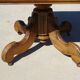 Square dining table, central leg, seats 8