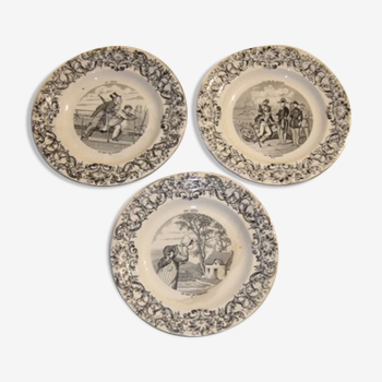 19th-century Gien earthenware plate set