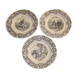 19th-century Gien earthenware plate set