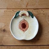 Small vintage barbotine bowl with peach-shaped pattern
