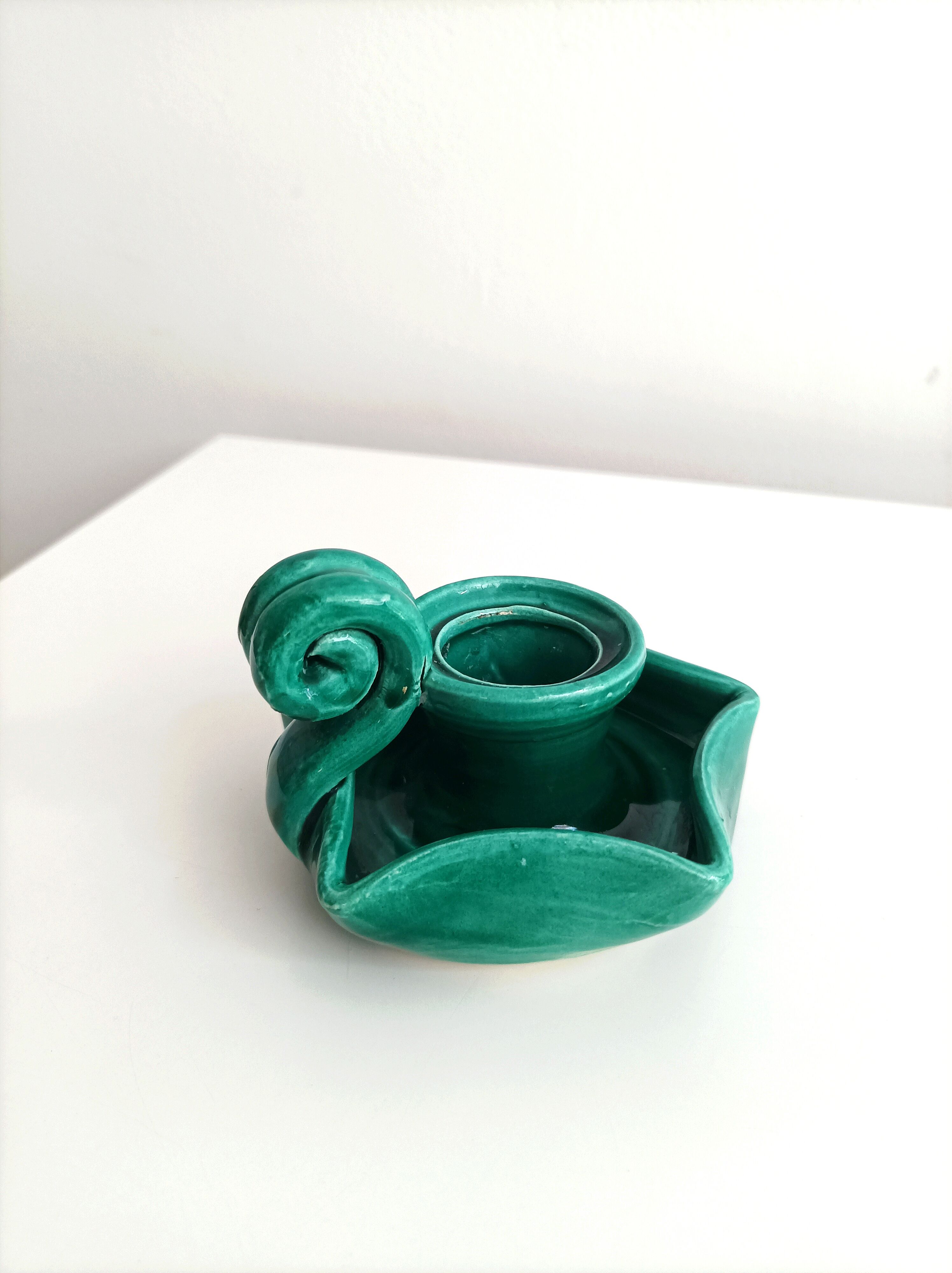 Vallauris style glazed hand candle holder