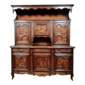 important Bressan two-body sideboard in walnut and burl circa 1880