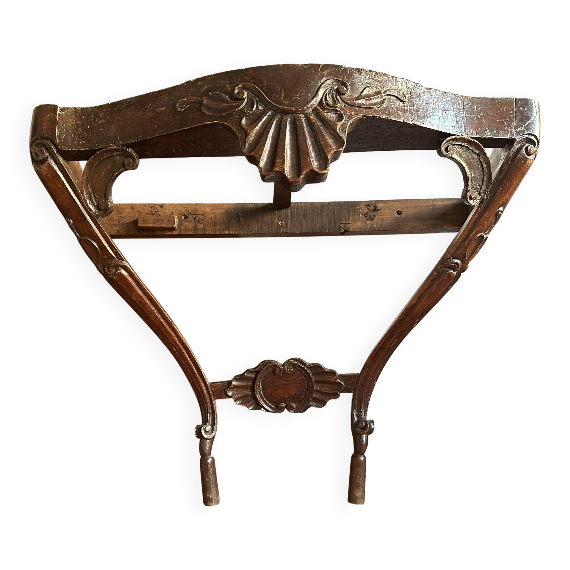 Antique wall console in carved walnut, Louis XV style, 19th century.