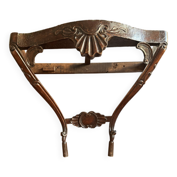 Console murale ancienne en noyer sculpté, style Louis XV, XIXe siècle