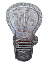 Vintage armchair emmanuelle in silver woven rattan