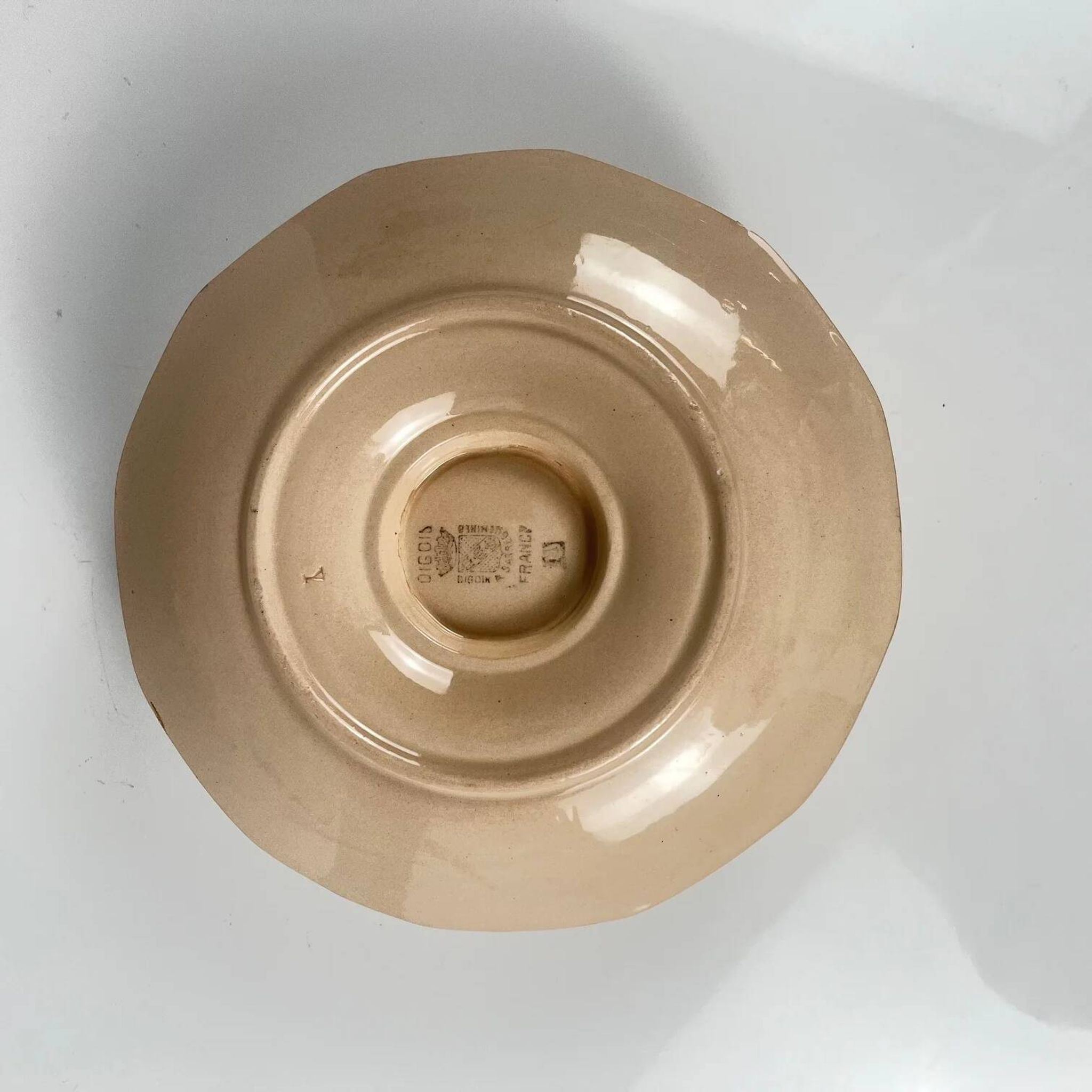 Saucière Digoin - Sarreguemines, motif rose, première moitié du XXe siècle