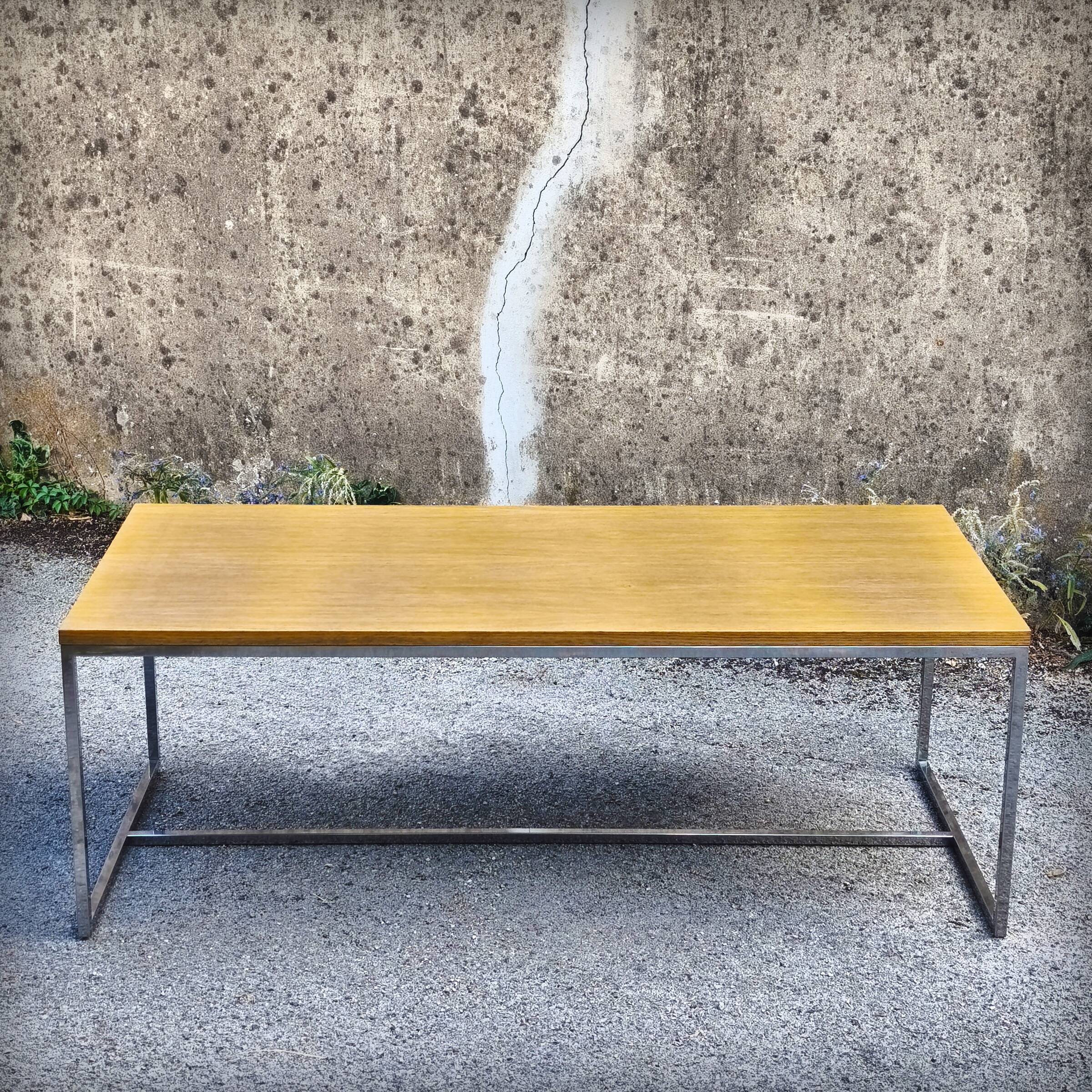 XXL coffee table in oak and chrome steel