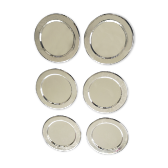Set de 6 dessous de verre métal argenté