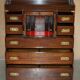 Vintage military commode FINE hardwood, brass and leather.
