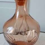 Set decanter and 5 liqueur glasses in pink art deco glass