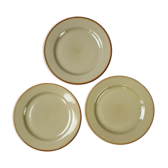 3 Plates in beige tulowice mid century stoneware