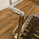 Pair of white leather and chrome armchairs