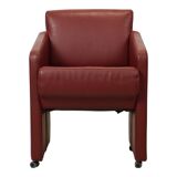 Vintage Couple Red Sofas Armchairs High Quality Faux Leather