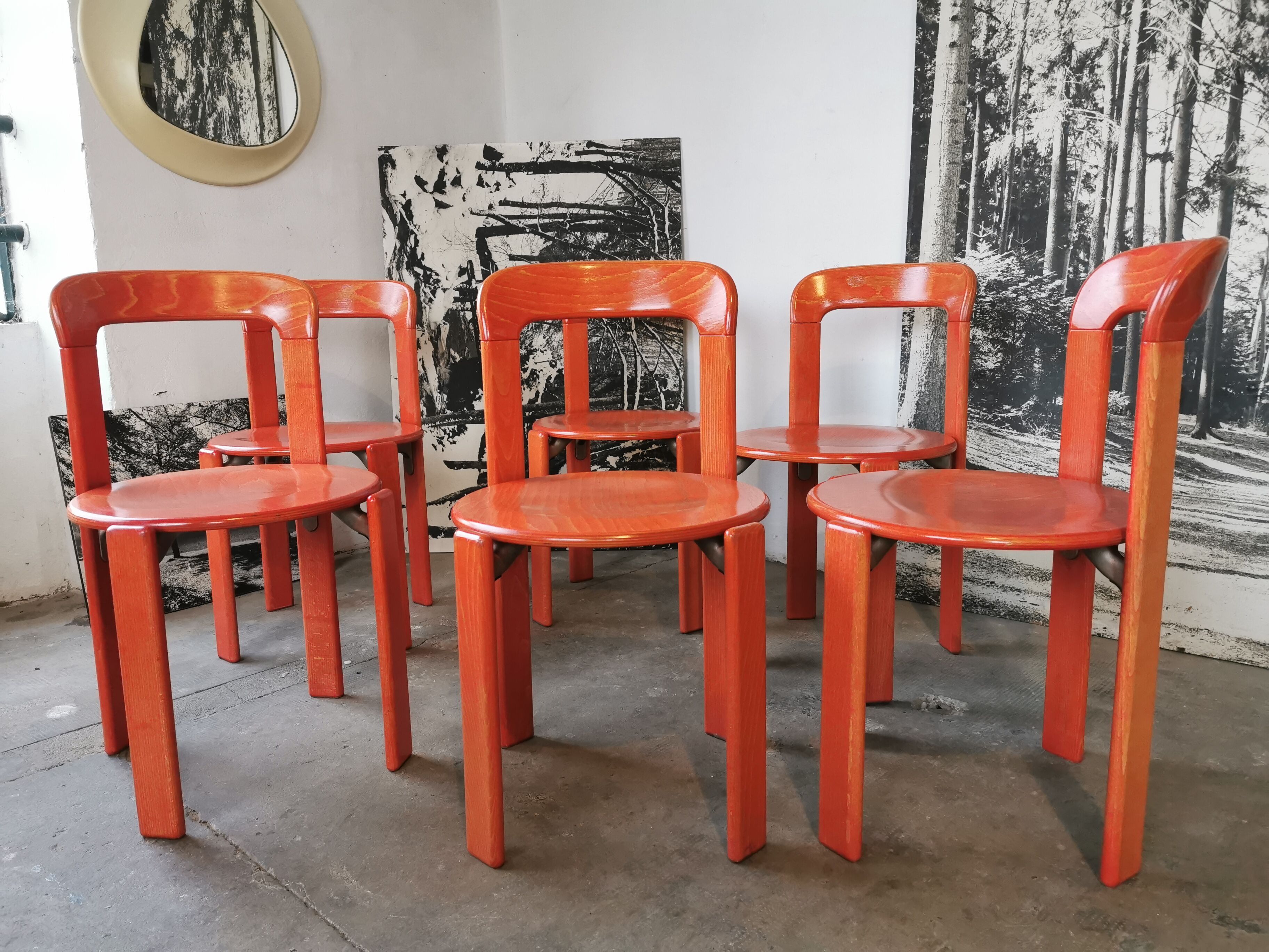 Set of 6 rey chairs by bruno rey for kusch and co