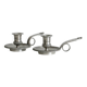 Pair of shiny silver metal candlesticks