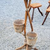 Rattan and bamboo plant holder from the 50s