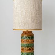 Lampe de table en céramique de style Bitossi des années 1960, émail vert ocre.