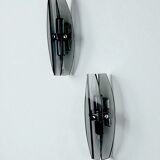 Pair of Veca wall sconces, black Murano glass, Italy, 1970s