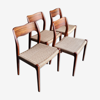 4 rosewood chairs by Niels Otto Møller model 71, Denmark 1950