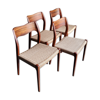 4 rosewood chairs by Niels Otto Møller model 71, Denmark 1950