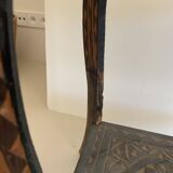 Vintage pedestal table 1970 handmade craft oriental mirror - 60 x 30 cm