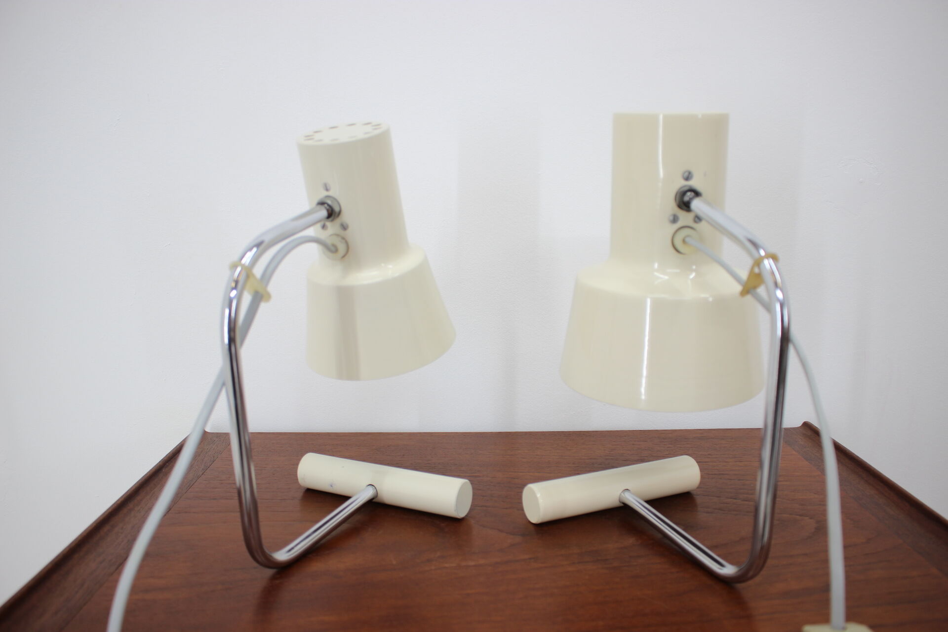 Set of two beige table lamps designed by Josef Hůrka for Napako 1970