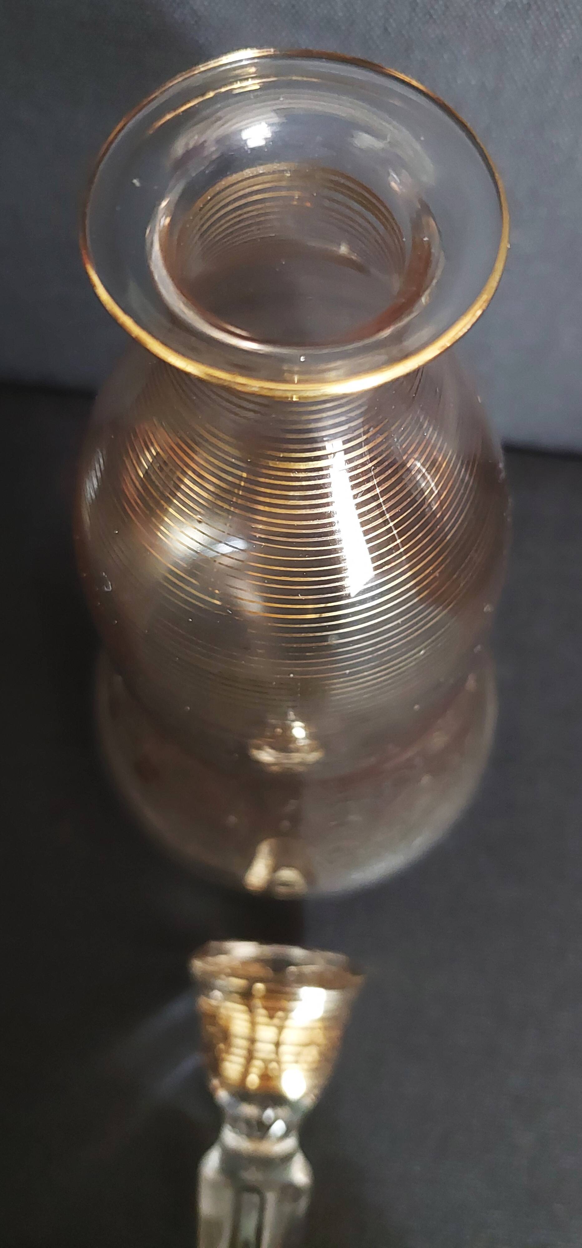 Hartzviller crystal carafe with gold stripes from the 50s and 60s