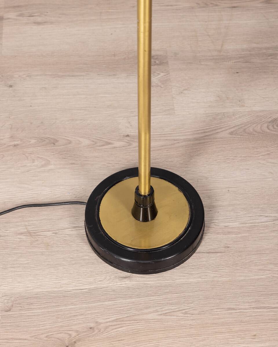 Vintage 70s golden brass floor lamp with two lights italian design