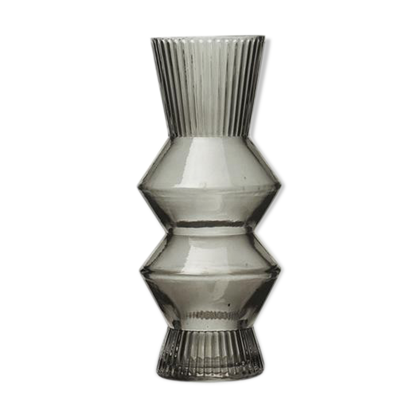 Grey glass vase 16cm