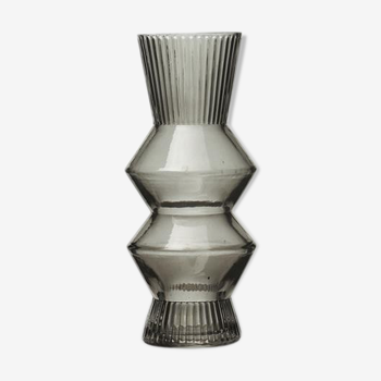 Grey glass vase 16cm