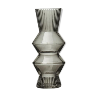 Grey glass vase 16cm