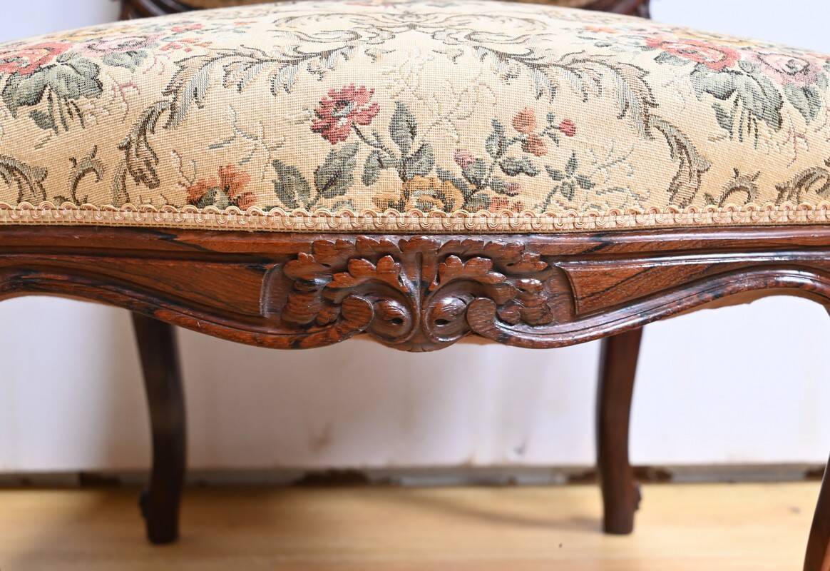 Suite of 4 Rosewood Chairs, Louis XV style, Napoleon III period – Mid-19th century