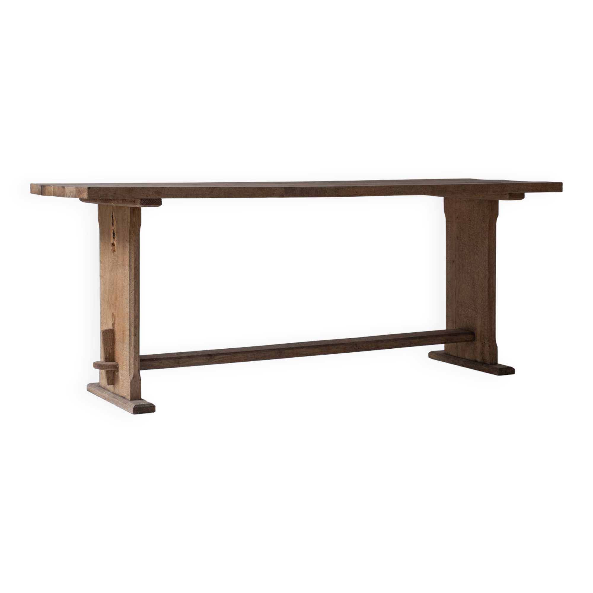 Rustic side table in elm from France, designed and handmade in the 1950s.