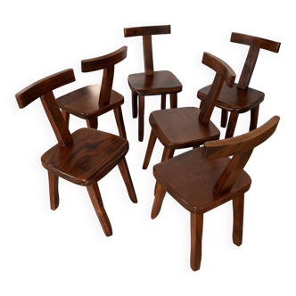 series of 6 brutalist chairs from the 1960s-1970s