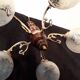 Lustre italien 1970 laiton et bois