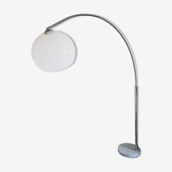 Floor lamp design Lampshade White / chrome and marble