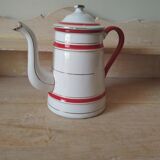 Red and white enamelled metal coffee maker