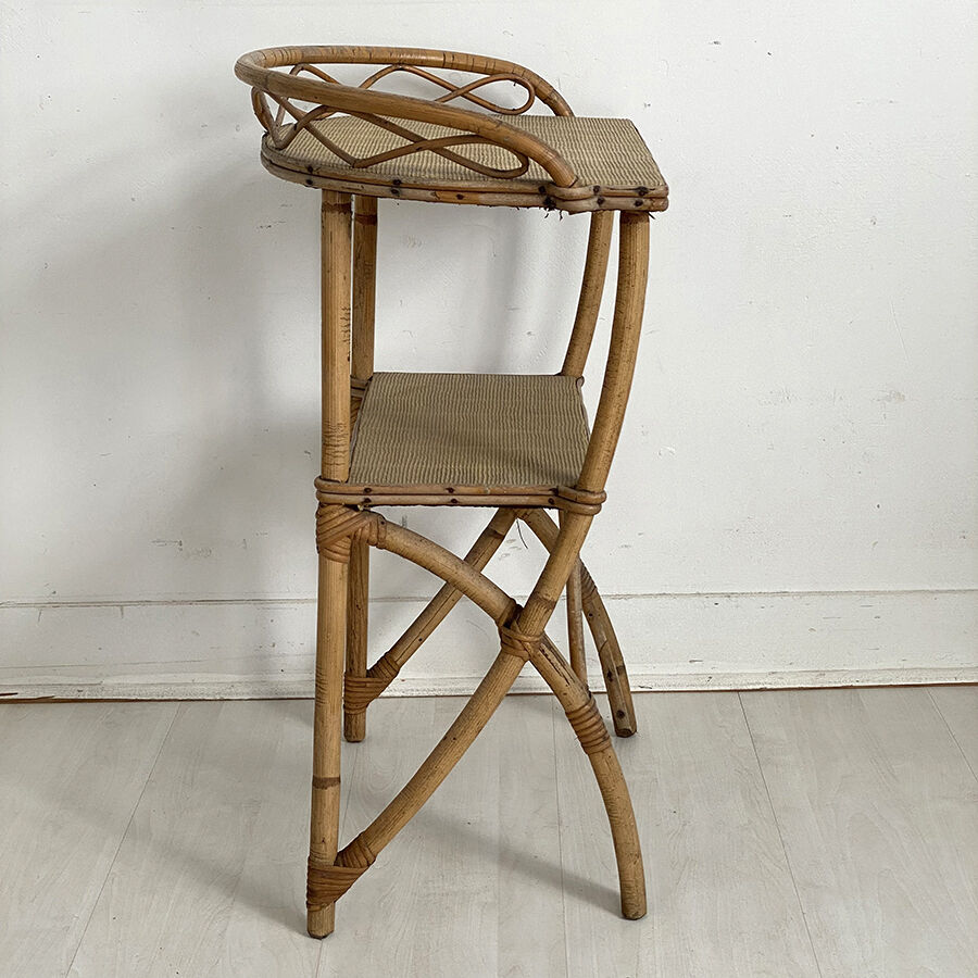 Bedside table in vintage rattan 60's