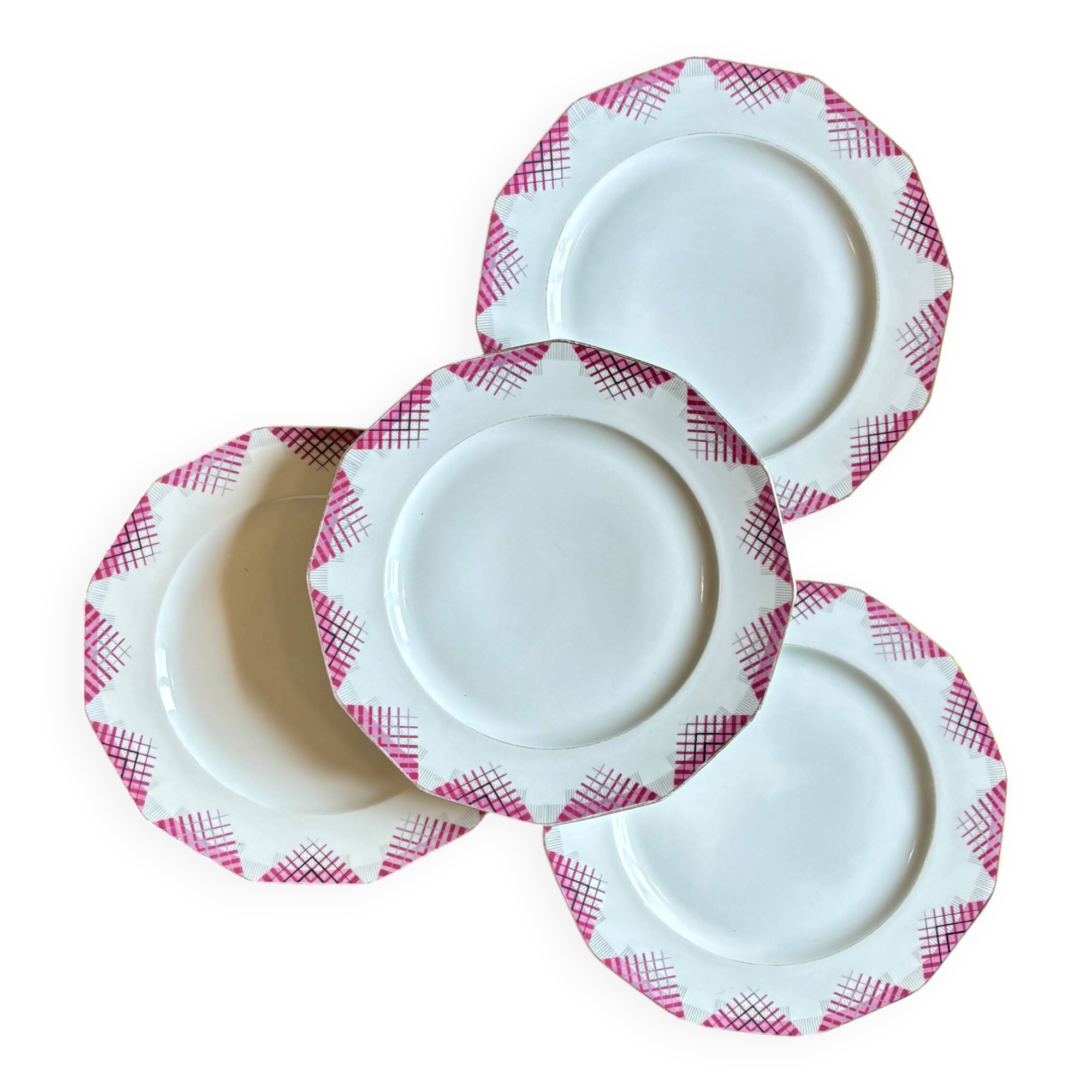 Set of 4 vintage flat plates in Limoges porcelain