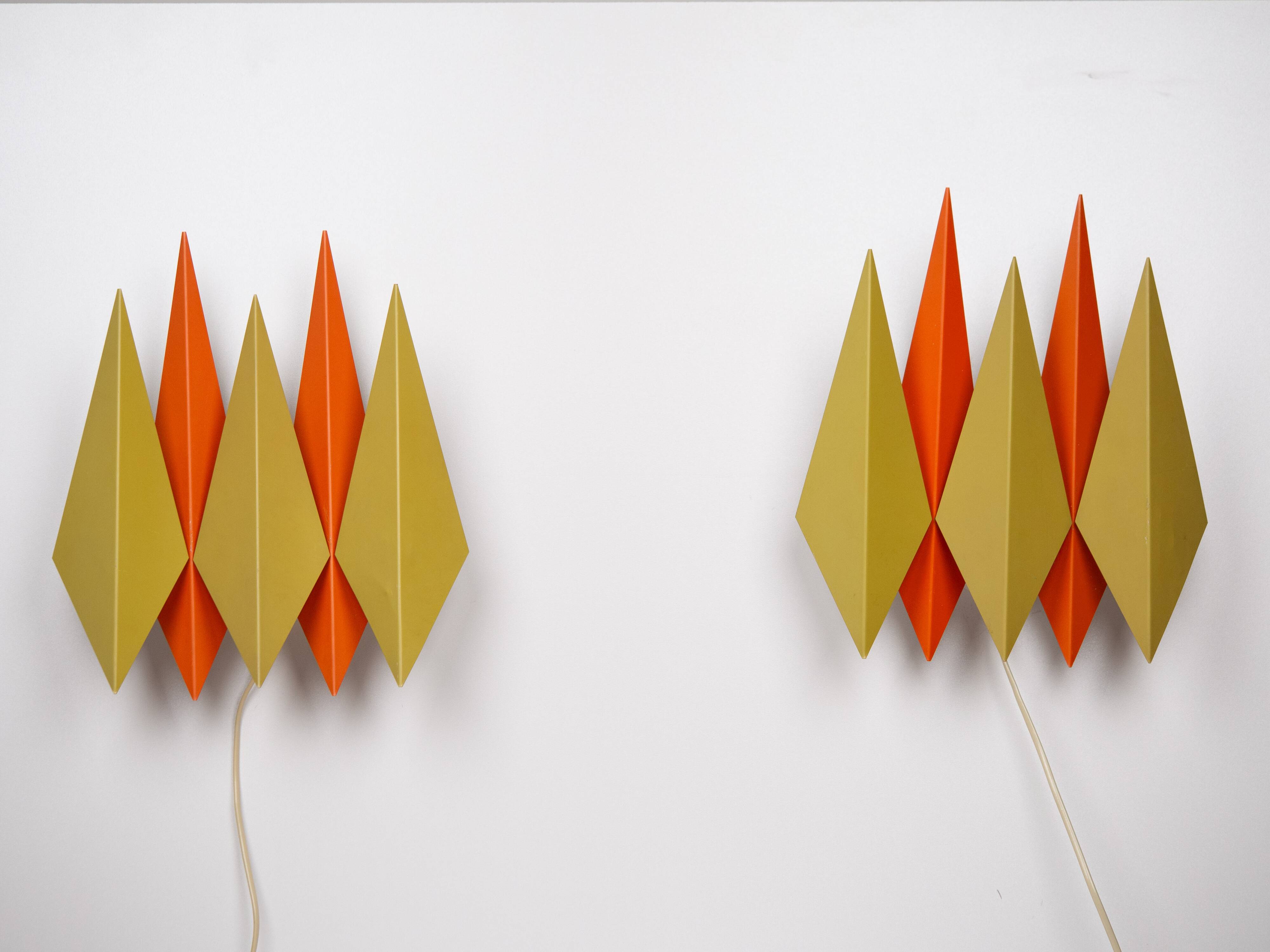 Pair of 2 Danish vintage wall lamps Diamant by Holm Sorensen, 1960s