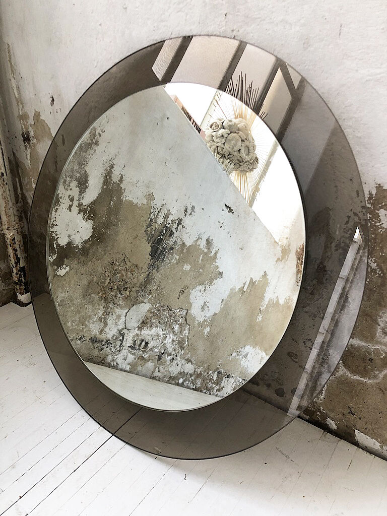 Smoked round design mirror Veca Italy