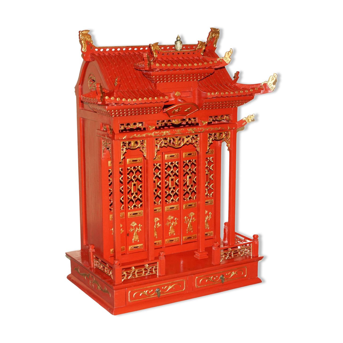 Armoire Chinoise Vintage à Toit Pagode, Très Décorative