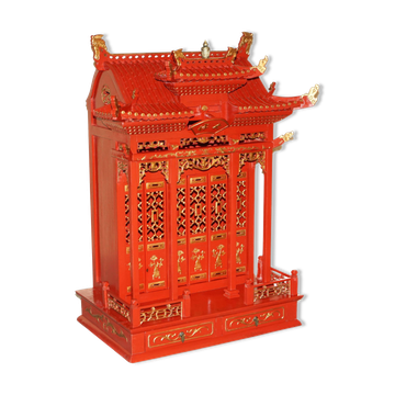 Vintage Chinese Cabinet with Pagoda Roof, Very Decorative