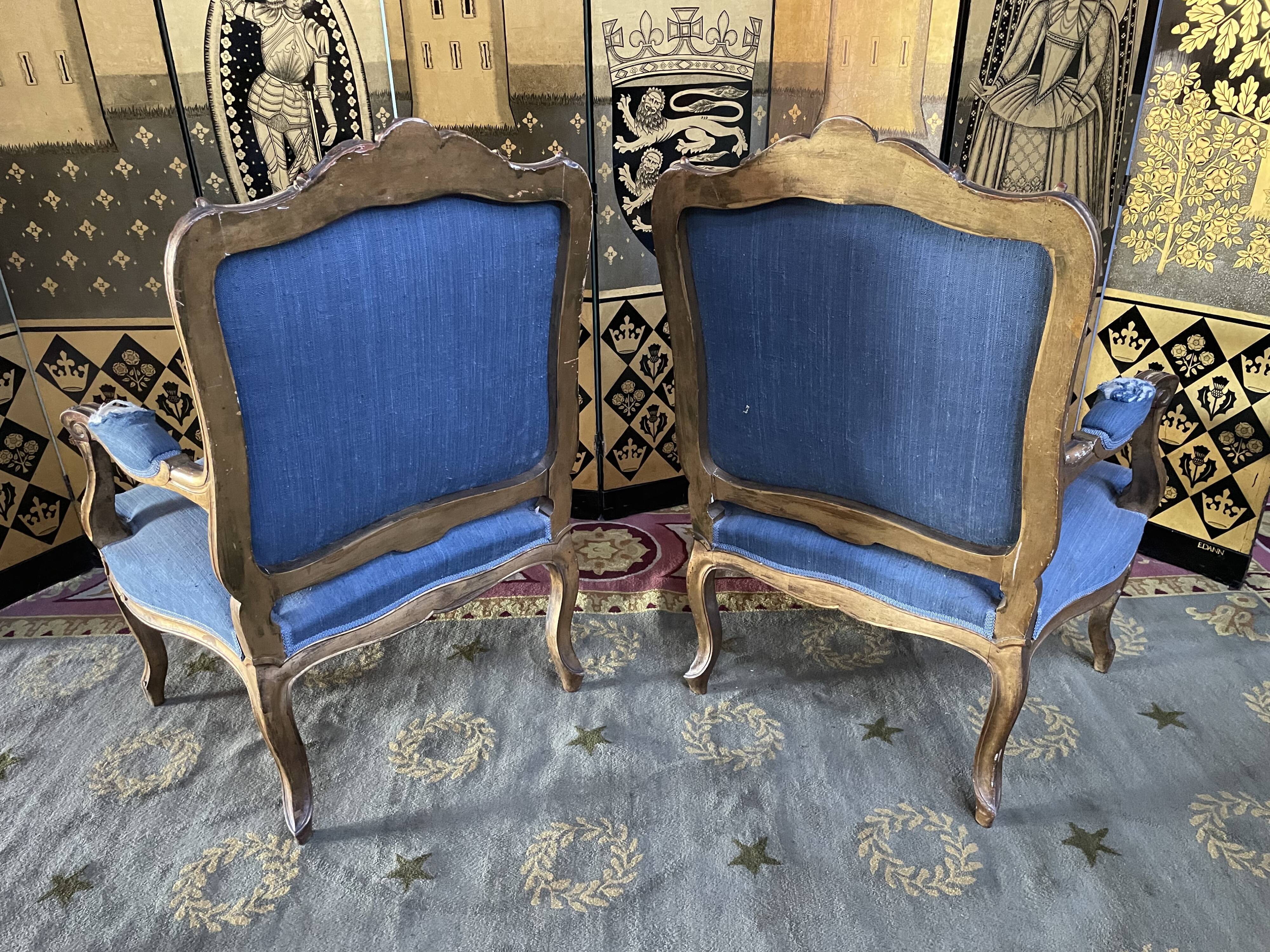 Complete living room louis XV style gilded wood 1900