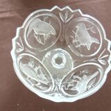 Coupe en cristal gravé – décor oiseaux – 18 cm – 1,8 kg