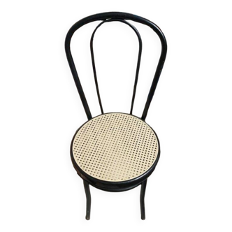 Chaise de bistrot cannée neuve en métal noire