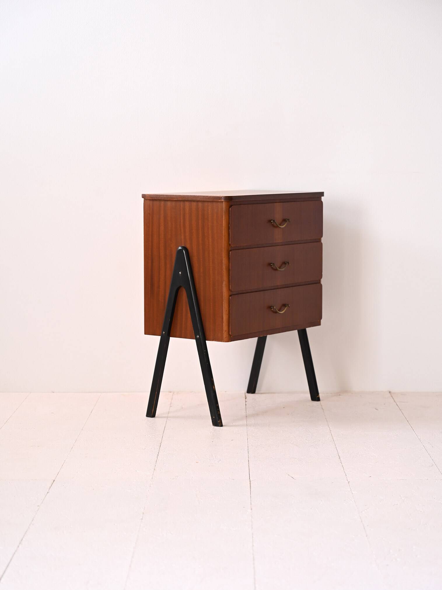 Teak bedside table with black details