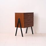 Teak bedside table with black details