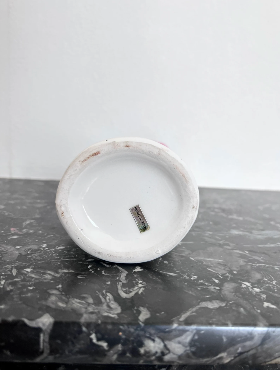 Vintage cone vase in the shape of a pink and white bird