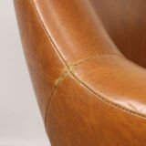 Mid-century brown leatherette swivel chair from Stol